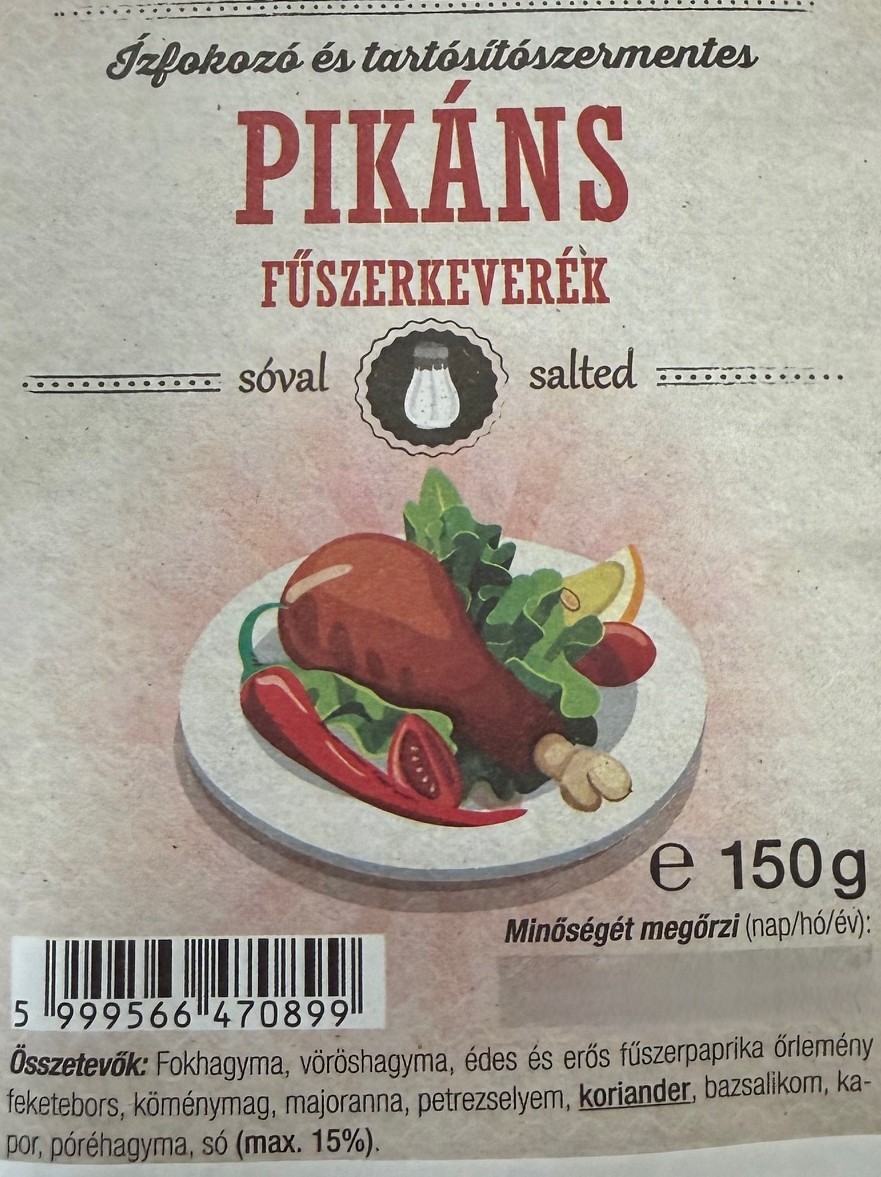 PIKÁNS FŰSZERKEVERÉK 150g ÍZFOKOZÓ ÉS TARTÓSÍTÓSZERMENTES